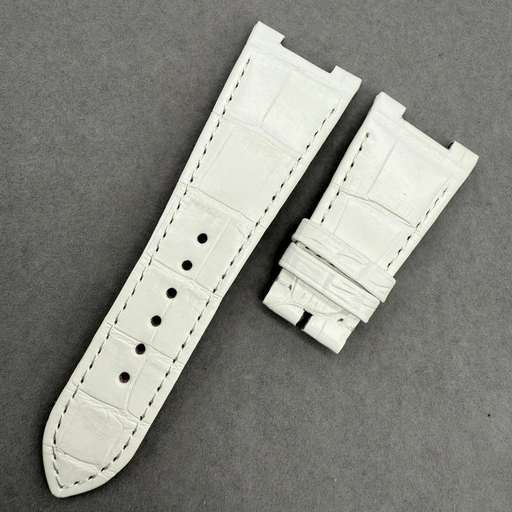 Custom Handmade White Alligator Leather Watch Strap for Patek Philippe Sports Elegance Series 5711/5712