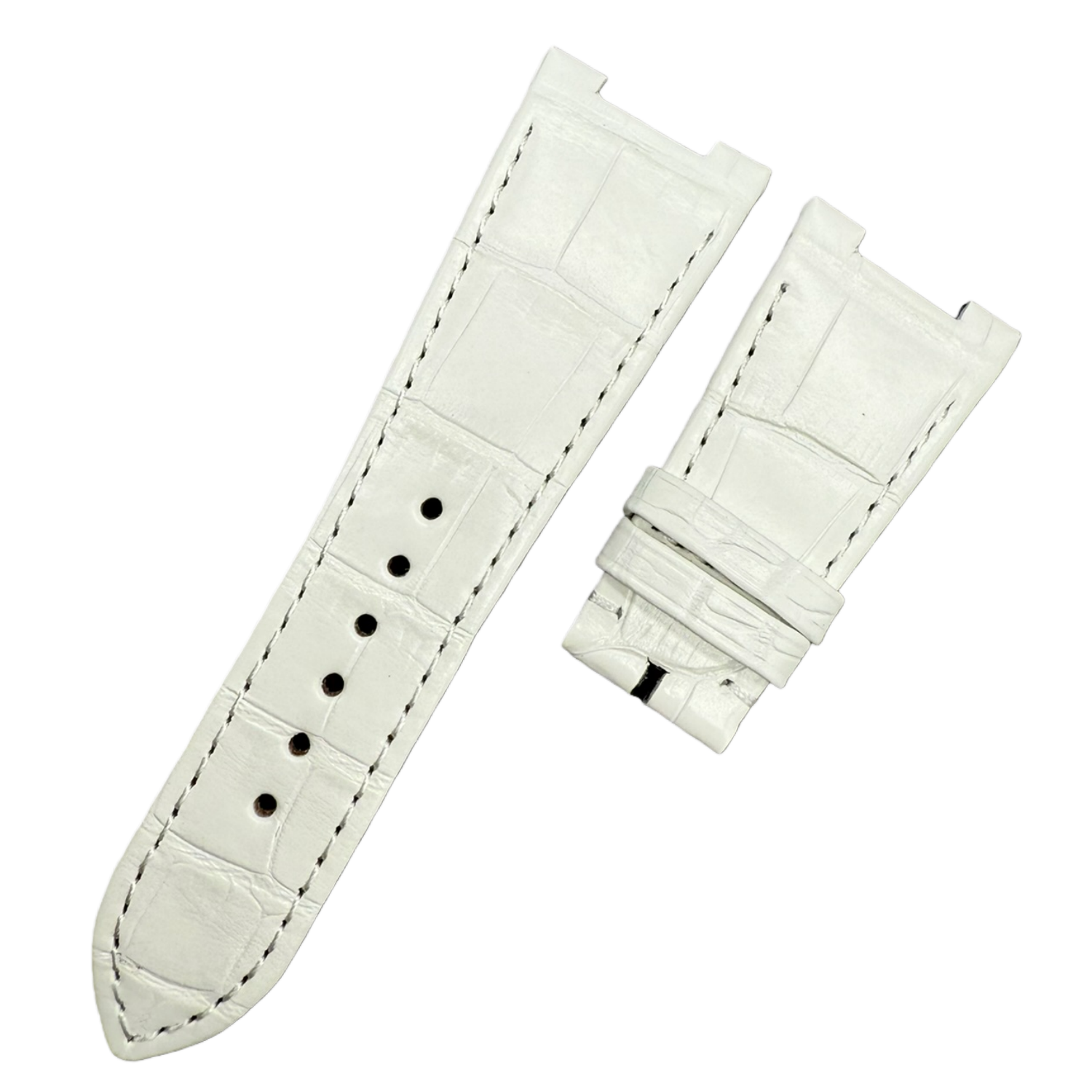 Custom Handmade White Alligator Leather Watch Strap for Patek Philippe Sports Elegance Series 5711/5712