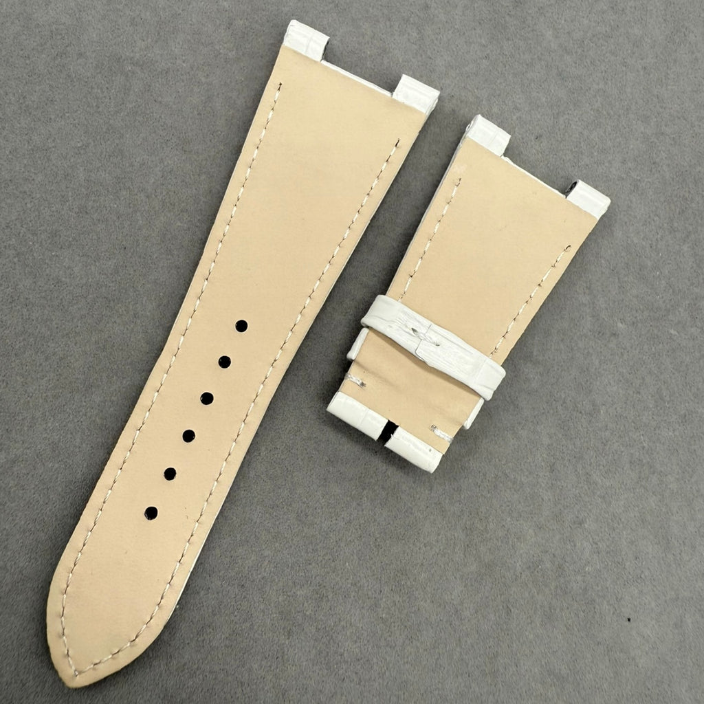 Custom Handmade White Alligator Leather Watch Strap for Patek Philippe Sports Elegance Series 5711/5712