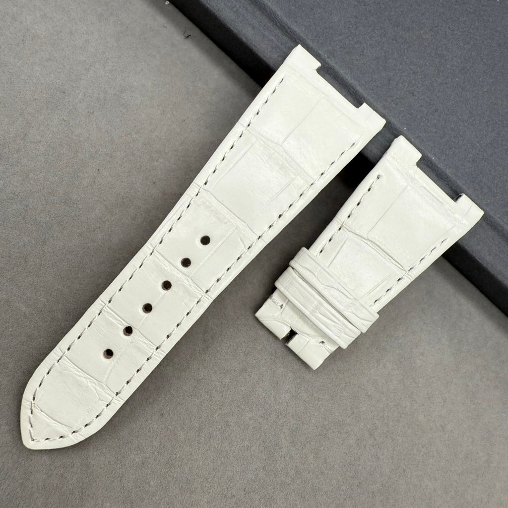 Custom Handmade White Alligator Leather Watch Strap for Patek Philippe Sports Elegance Series 5711/5712