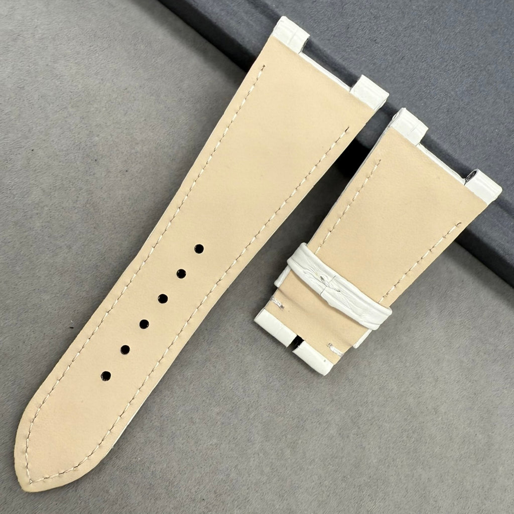 Custom Handmade White Alligator Leather Watch Strap for Patek Philippe Sports Elegance Series 5711/5712