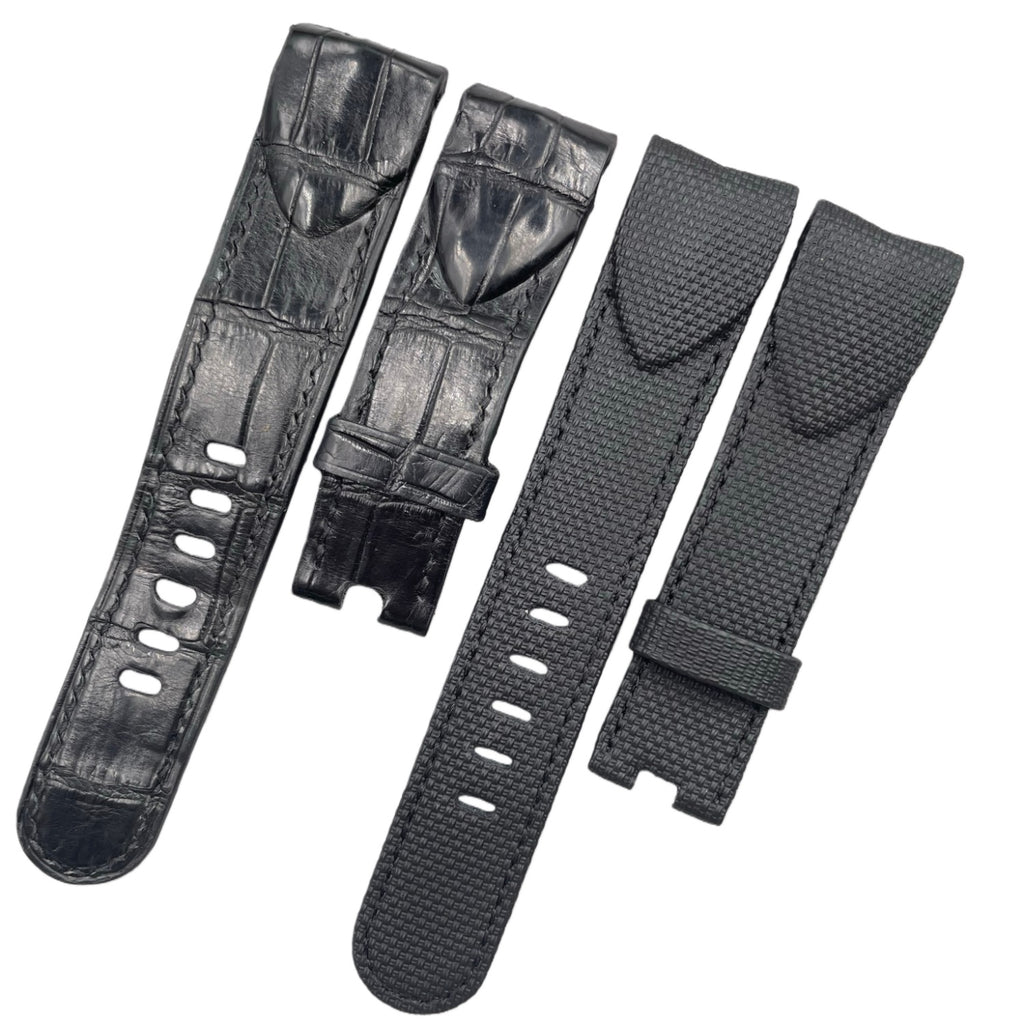 Fits Corum Admiral's Cup Legend 42 Chrono 116.101.36/0F61AN20 black Nylon Fluororubber Handmade Custom Rubber Watch Strap with End Grain