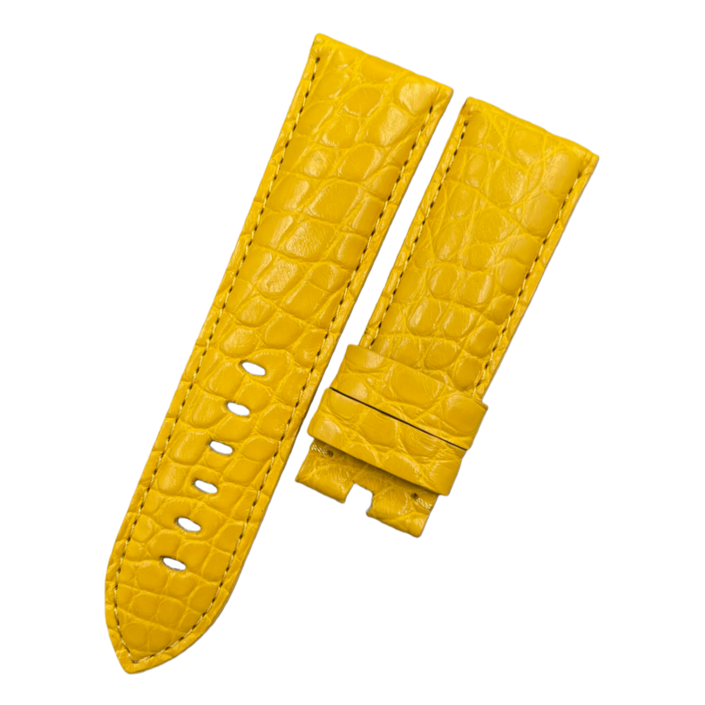 Compatible with Panerai Luminor Yellow Round Pattern ALLIGATOR Handmade Custom Strap