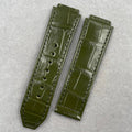 Compatible with Hublot Big Bang Classic Fusion 501/521 Olive Green ALLIGATOR Leather Folding Genuine Leather Strap