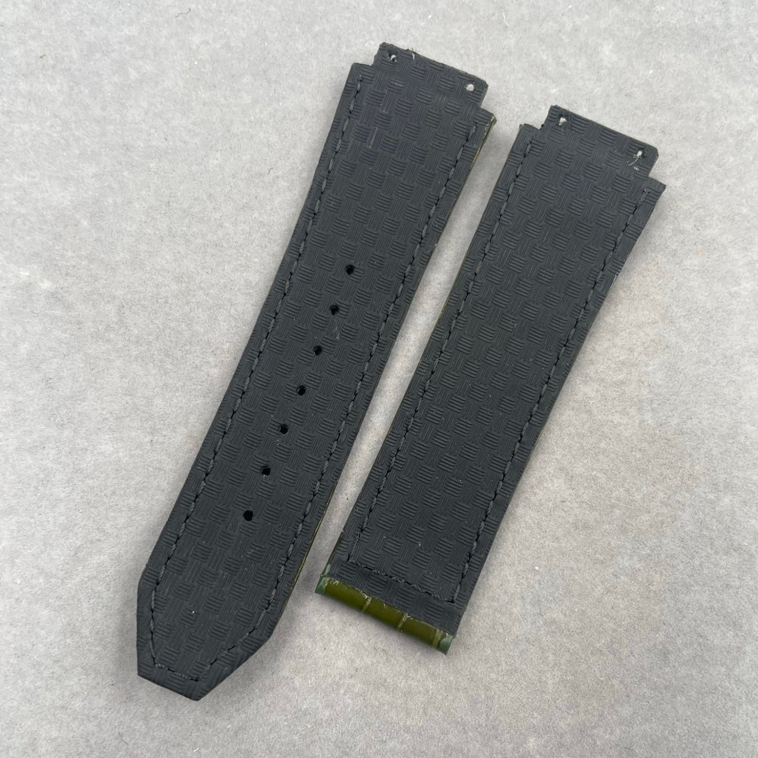 Compatible with Hublot Big Bang Classic Fusion 501/521 Olive Green ALLIGATOR Leather Folding Genuine Leather Strap