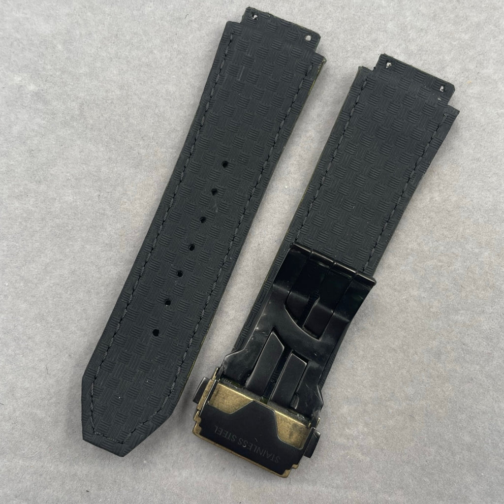 Compatible with Hublot Big Bang Classic Fusion 501/521 Olive Green ALLIGATOR Leather Folding Genuine Leather Strap