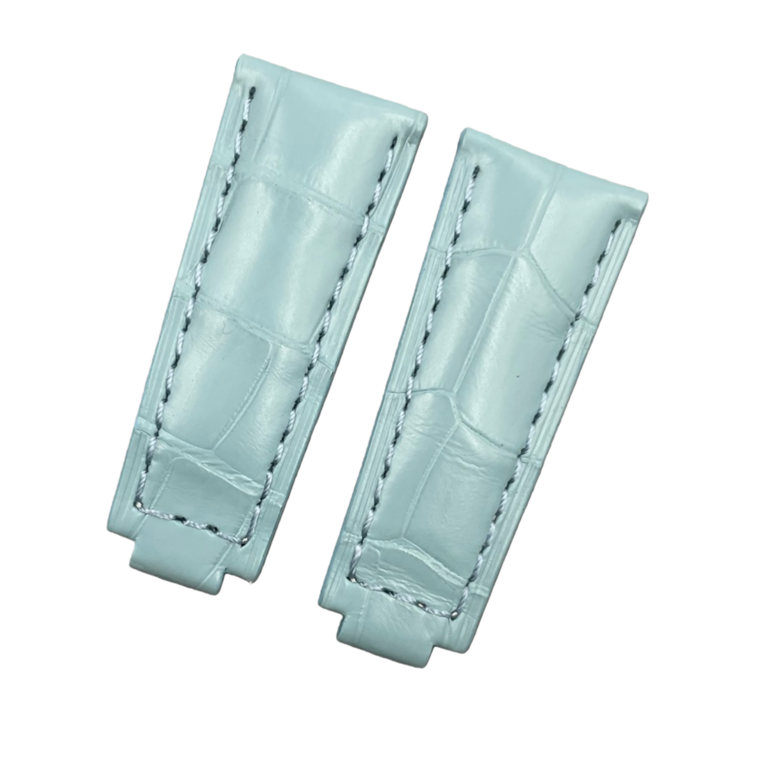 Fits Rolex Submariner and Daytona 116610LV-0002Pink Blue Alligator Leather Watch Strap with Foldable Clasp, Handcrafted Customization