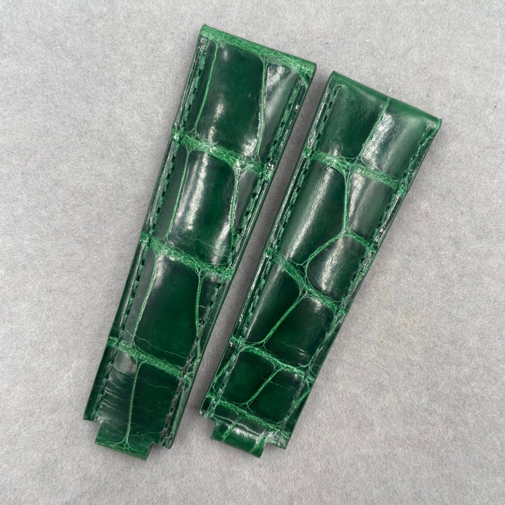 Fits Rolex Submariner and Daytona 116610LV-0002Pink Blue Alligator Leather Watch Strap with Foldable Clasp, Handcrafted Customization