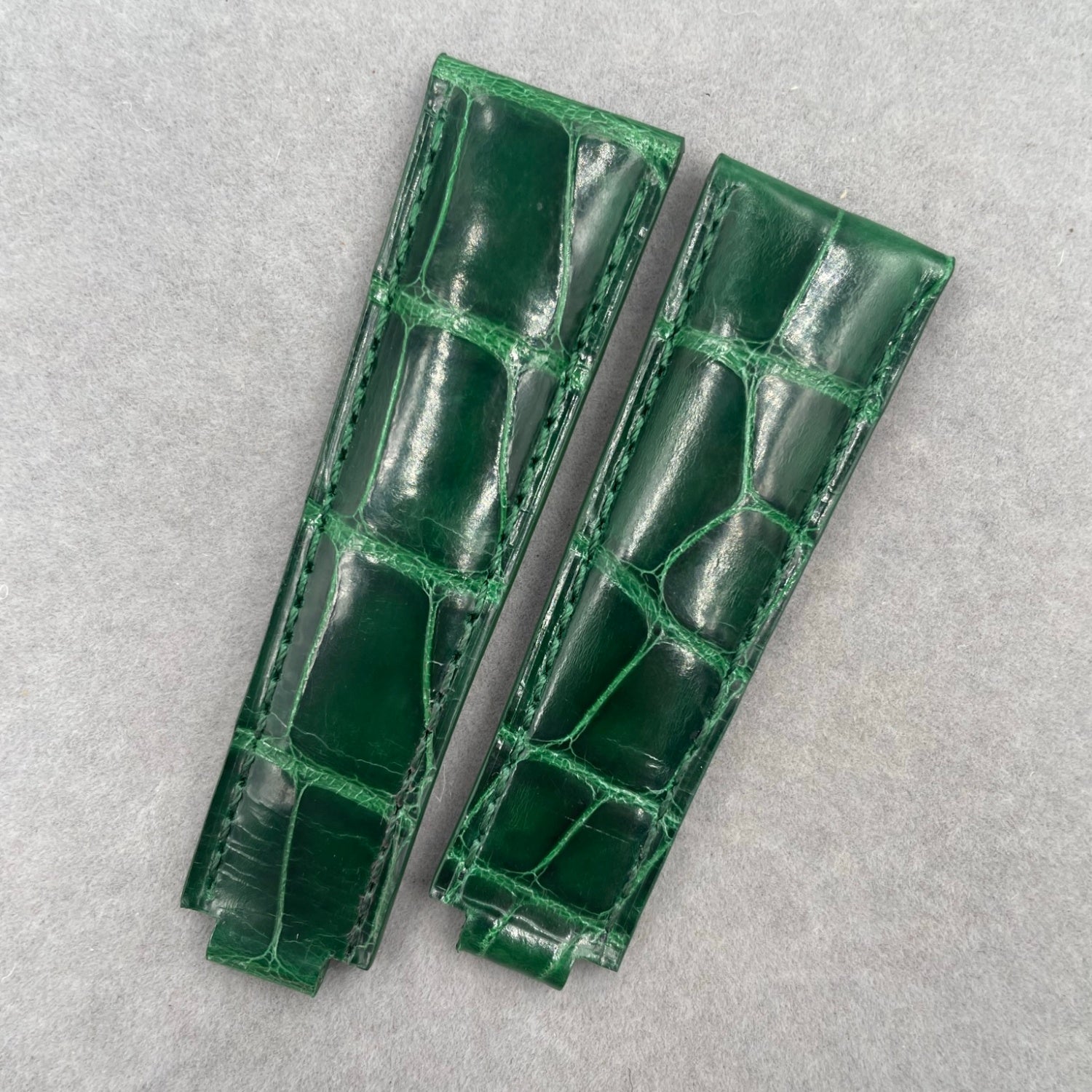 Fits Rolex Submariner and Daytona 116610LV-0002Pink Blue Alligator Leather Watch Strap with Foldable Clasp, Handcrafted Customization