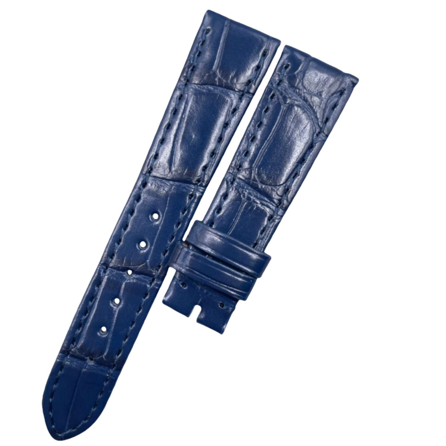 Custom Handcrafted HIGH-GLOSS BLUE ALLIGATOR Leather Strap for Patek Philippe Complications Collection 4947G
