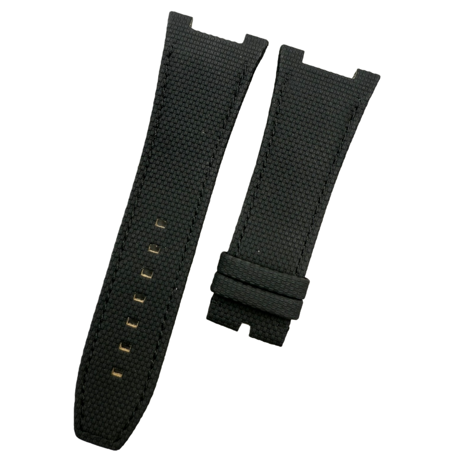 Handcrafted Custom Strap for IWC Ingenieur 28mm IW322503 - Black Fluororubber with Nylon Texture