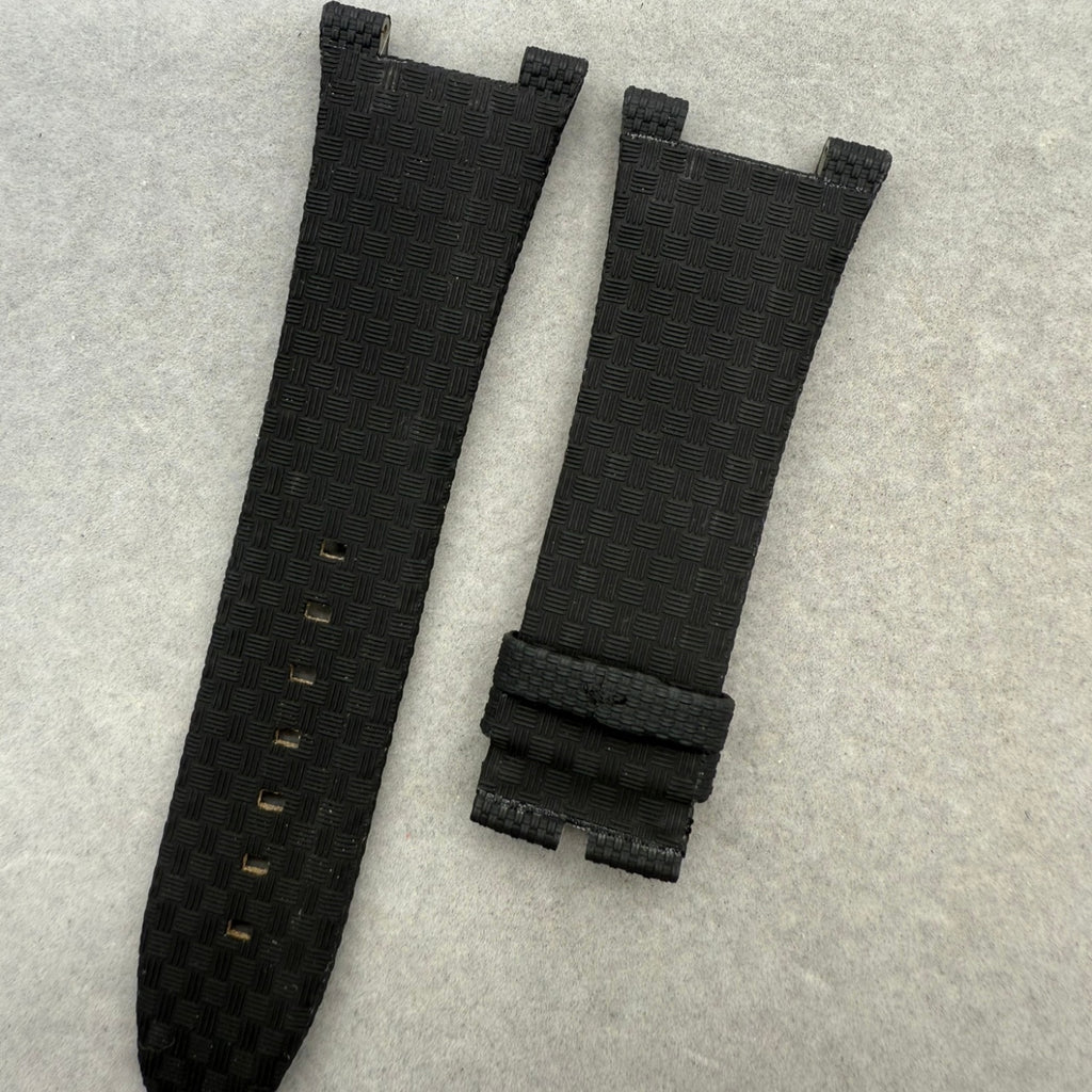 Handcrafted Custom Strap for IWC Ingenieur 28mm IW322503 - Black Fluororubber with Nylon Texture
