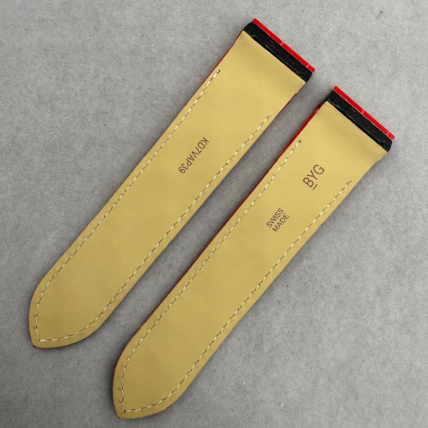 Compatible with Cartier Santos 100 W20126X8 Red ALLIGATOR Folding Strap