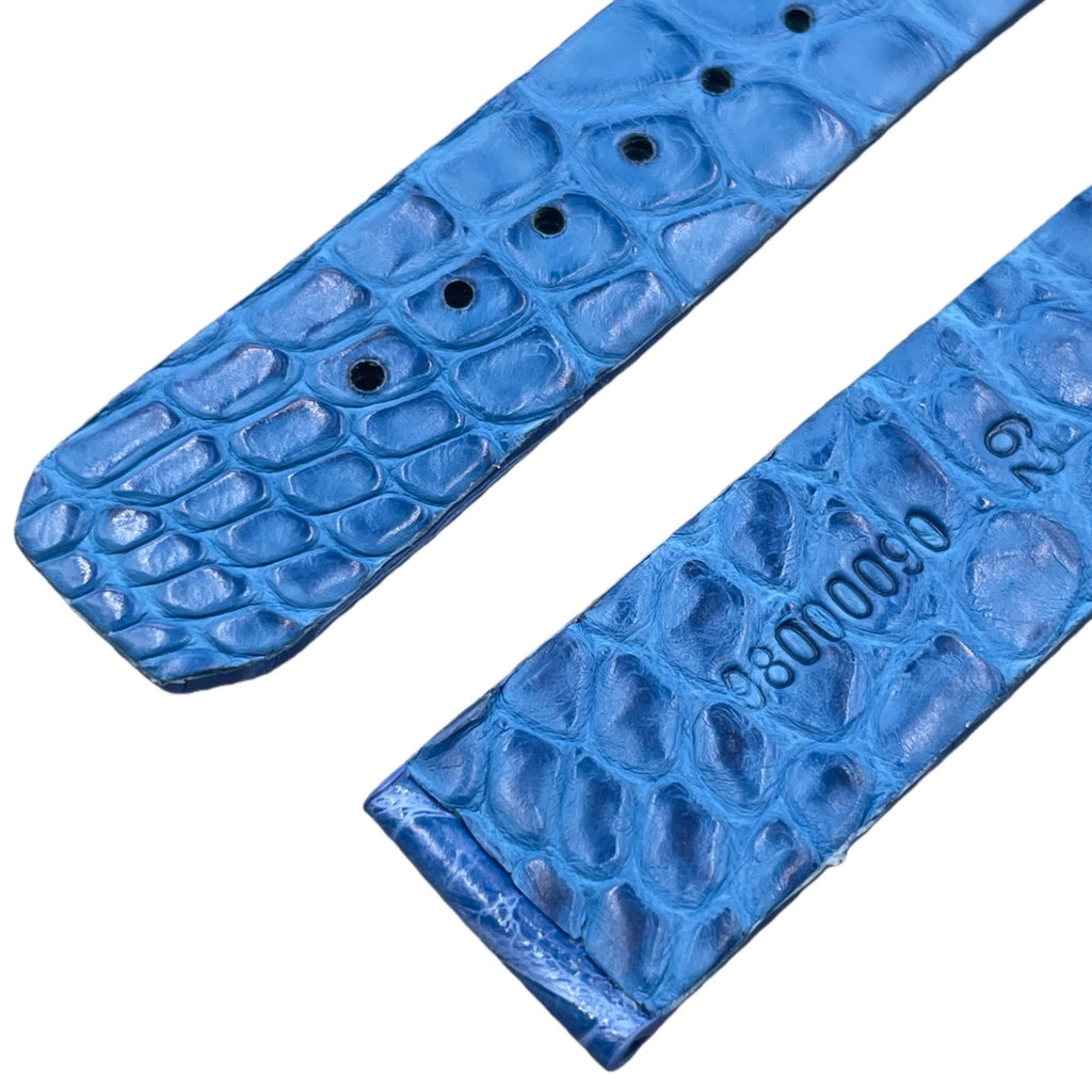 Custom Handcrafted ALLIGATOR Leather Strap for Omega Constellation De Ville Manhattan - High-Gloss 1202.30.00 Blue Double-Sided