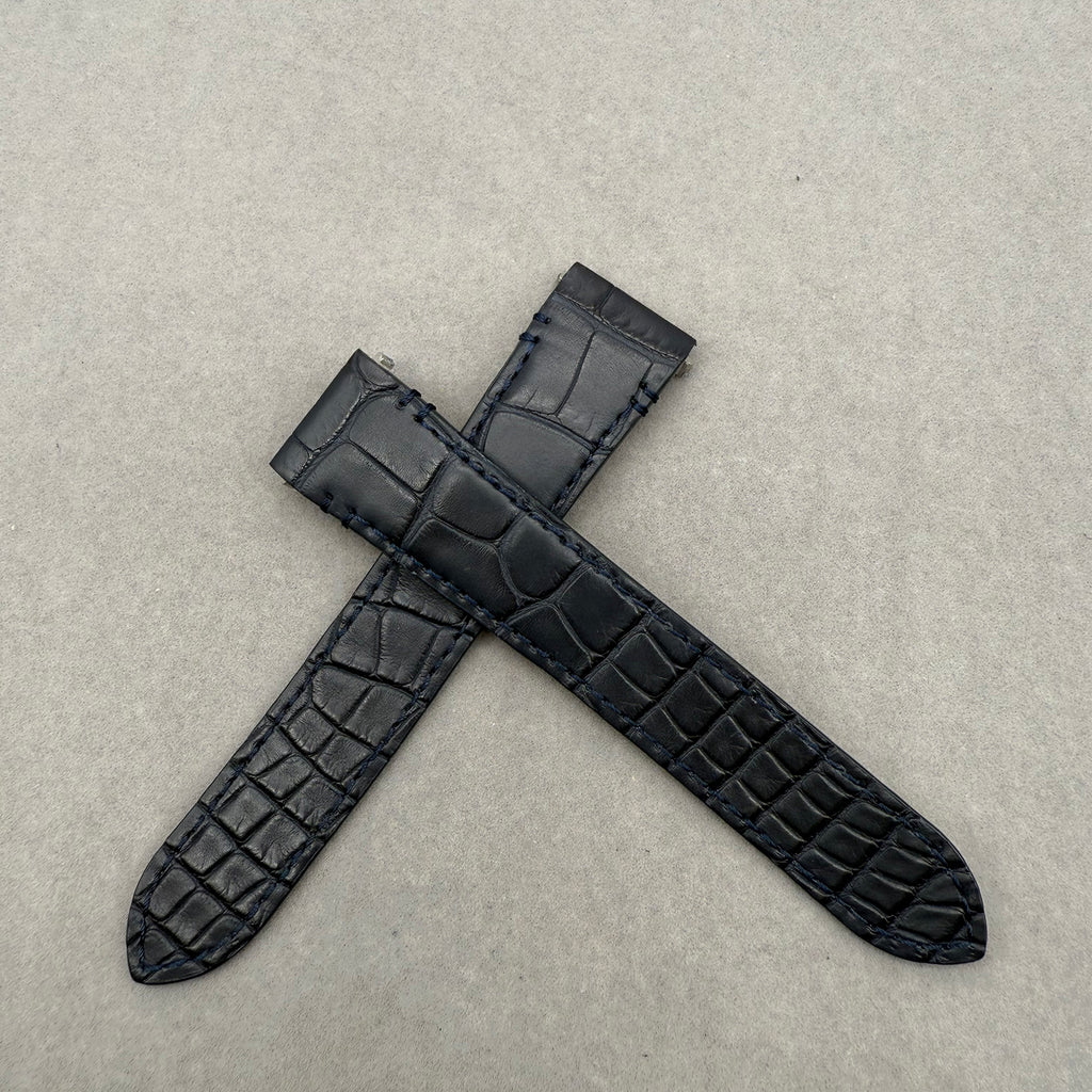 Compatible with Cartier Santos WSSA0039/WGSA0028 Black ALLIGATOR Strap