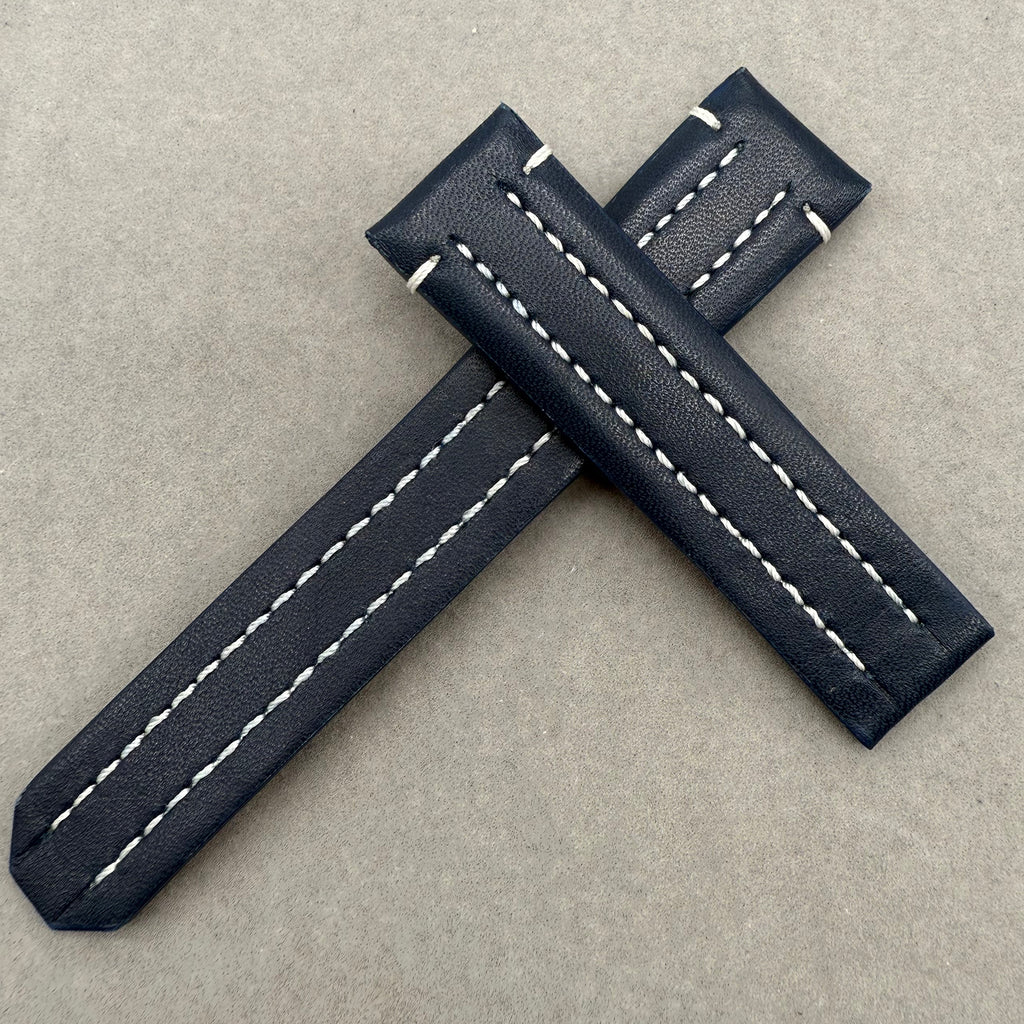 Compatible with Carl F. Bucherer Patravi Series 00.10620/10625/10629 Dark Blue Smooth Calf Leather Strap