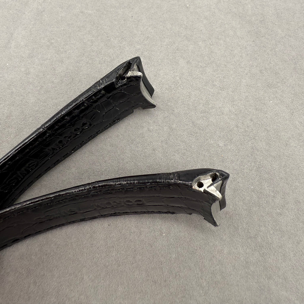 Compatible with Corum Bubble Polished Black Double-Sided ALLIGATOR Strap