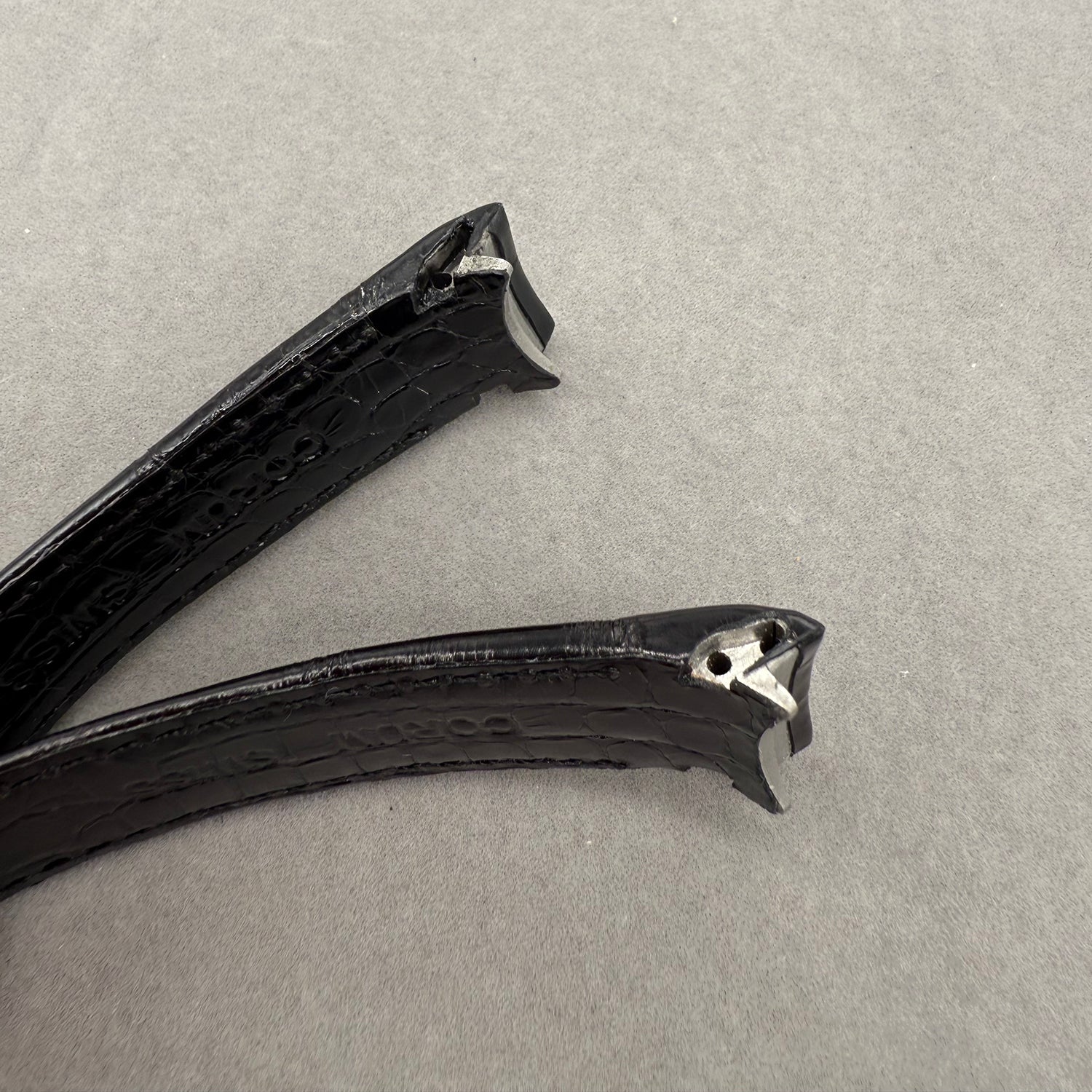 Compatible with Corum Bubble Polished Black Double-Sided ALLIGATOR Strap
