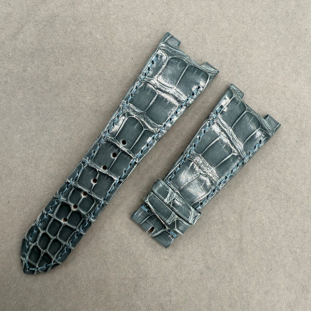 Compatible with Patek Philippe Nautilus 5712 Grey Blue ALLIGATOR Strap