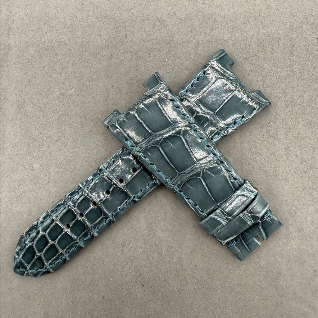 Compatible with Patek Philippe Nautilus 5712 Grey Blue ALLIGATOR Strap