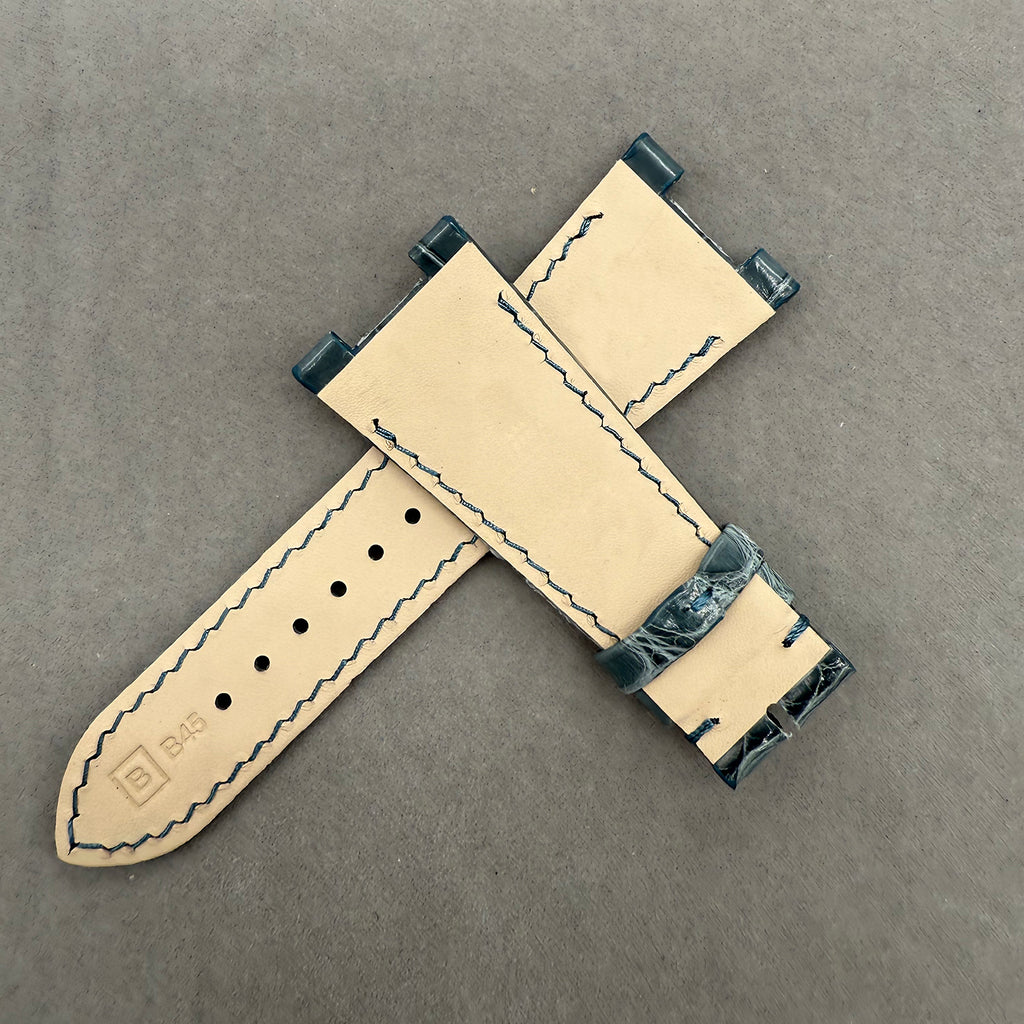 Compatible with Patek Philippe Nautilus 5712 Grey Blue ALLIGATOR Strap
