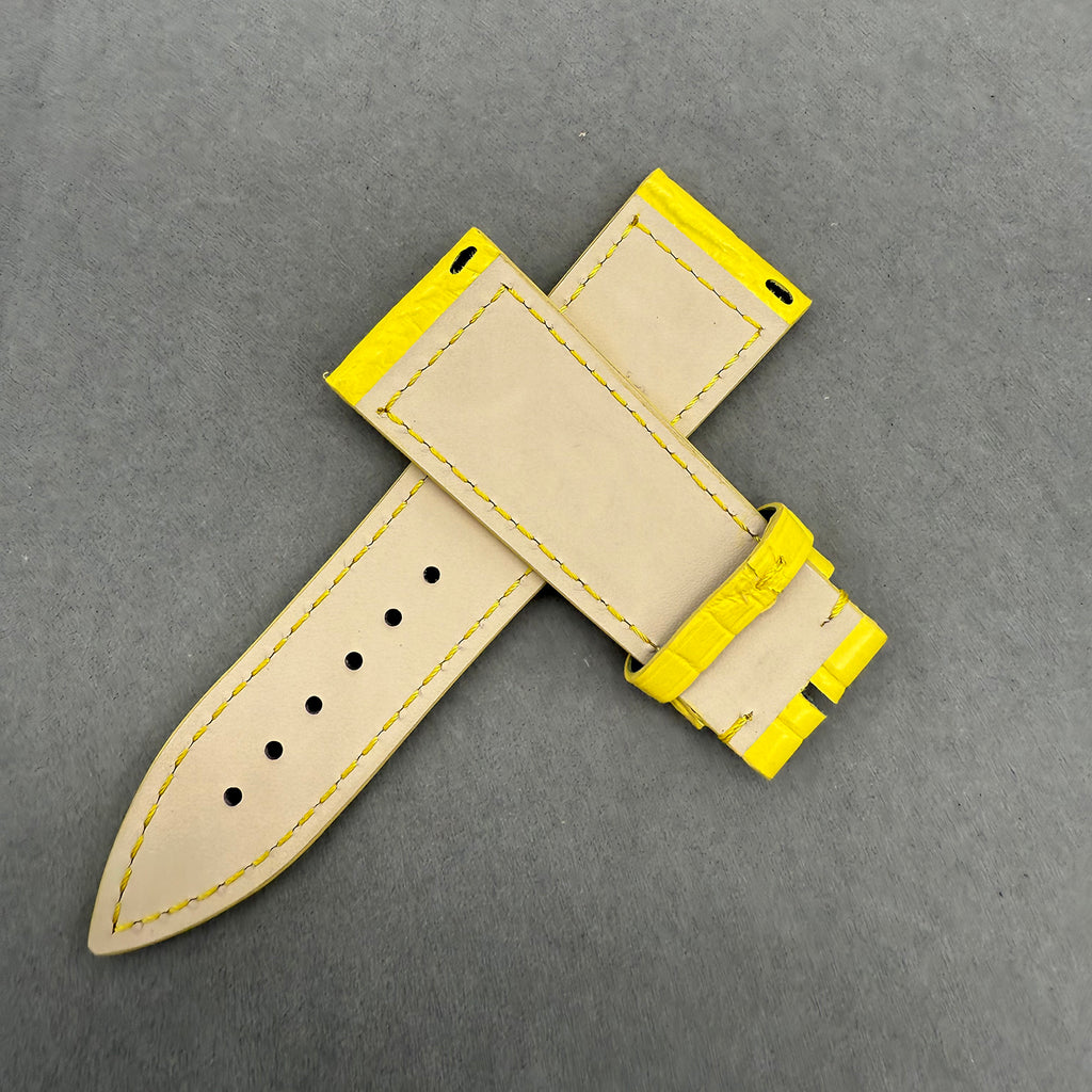 Compatible with Franck Muller 6000 Bright Yellow ALLIGATOR Strap Handmade Custom