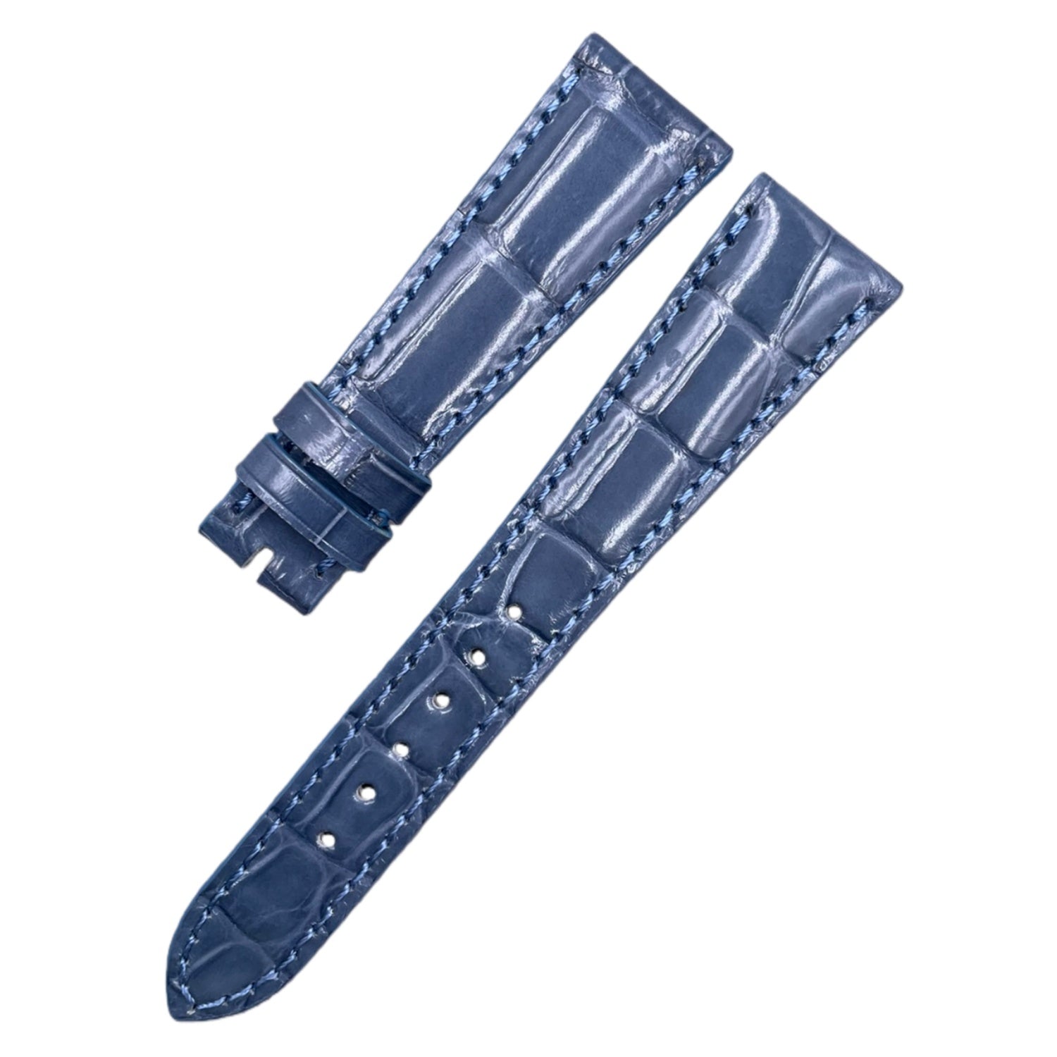 Custom Handcrafted HIGH-GLOSS BLUE ALLIGATOR Leather Strap for Patek Philippe Complications Collection 4947G