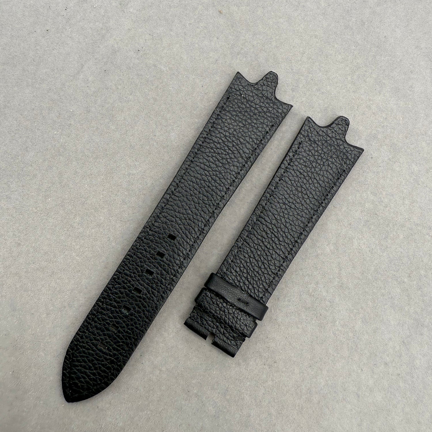 Compatible with Ebel Black Smooth Calf Leather Bulge End Strap Handmade Custom Strap