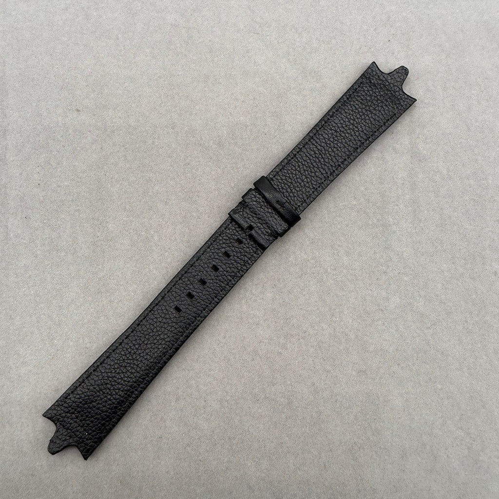 Compatible with Ebel Black Smooth Calf Leather Bulge End Strap Handmade Custom Strap