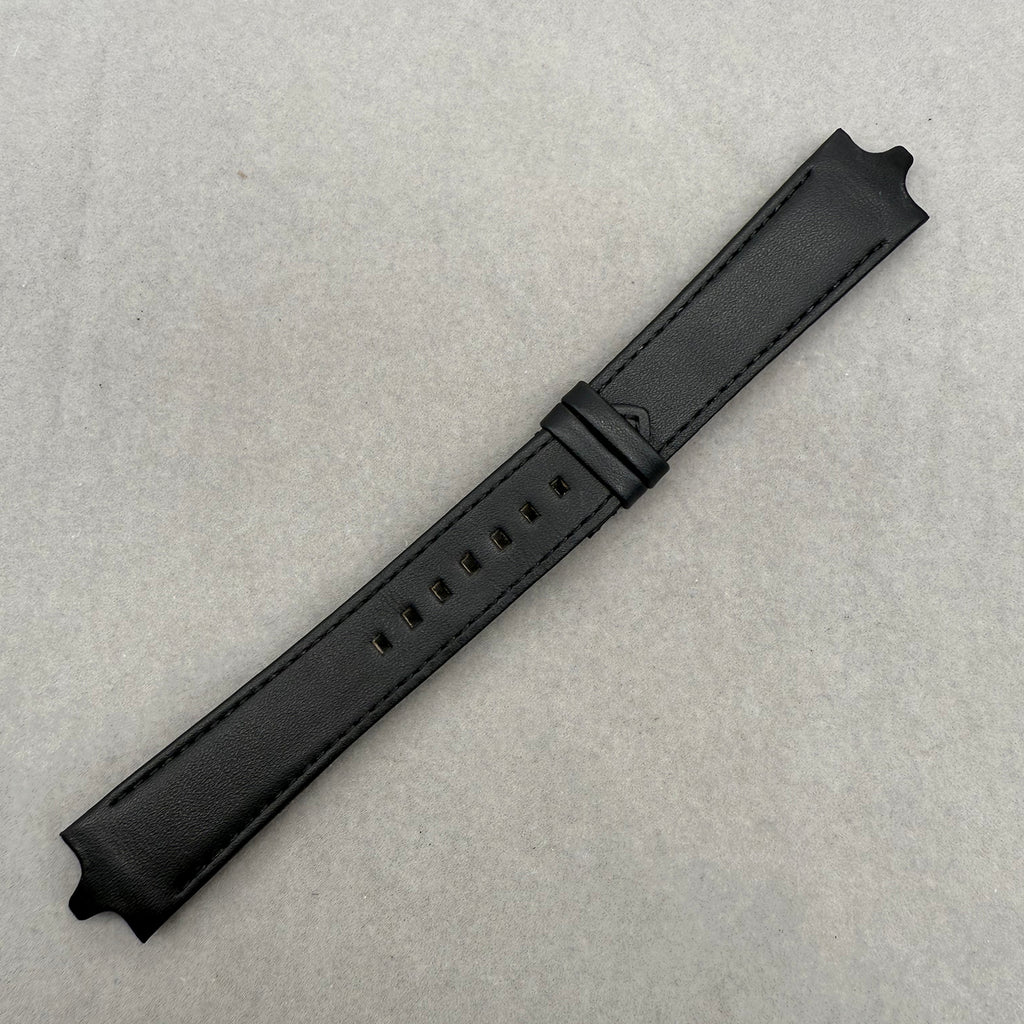 Compatible with Ebel Black Smooth Calf Leather Bulge End Strap Handmade Custom Strap