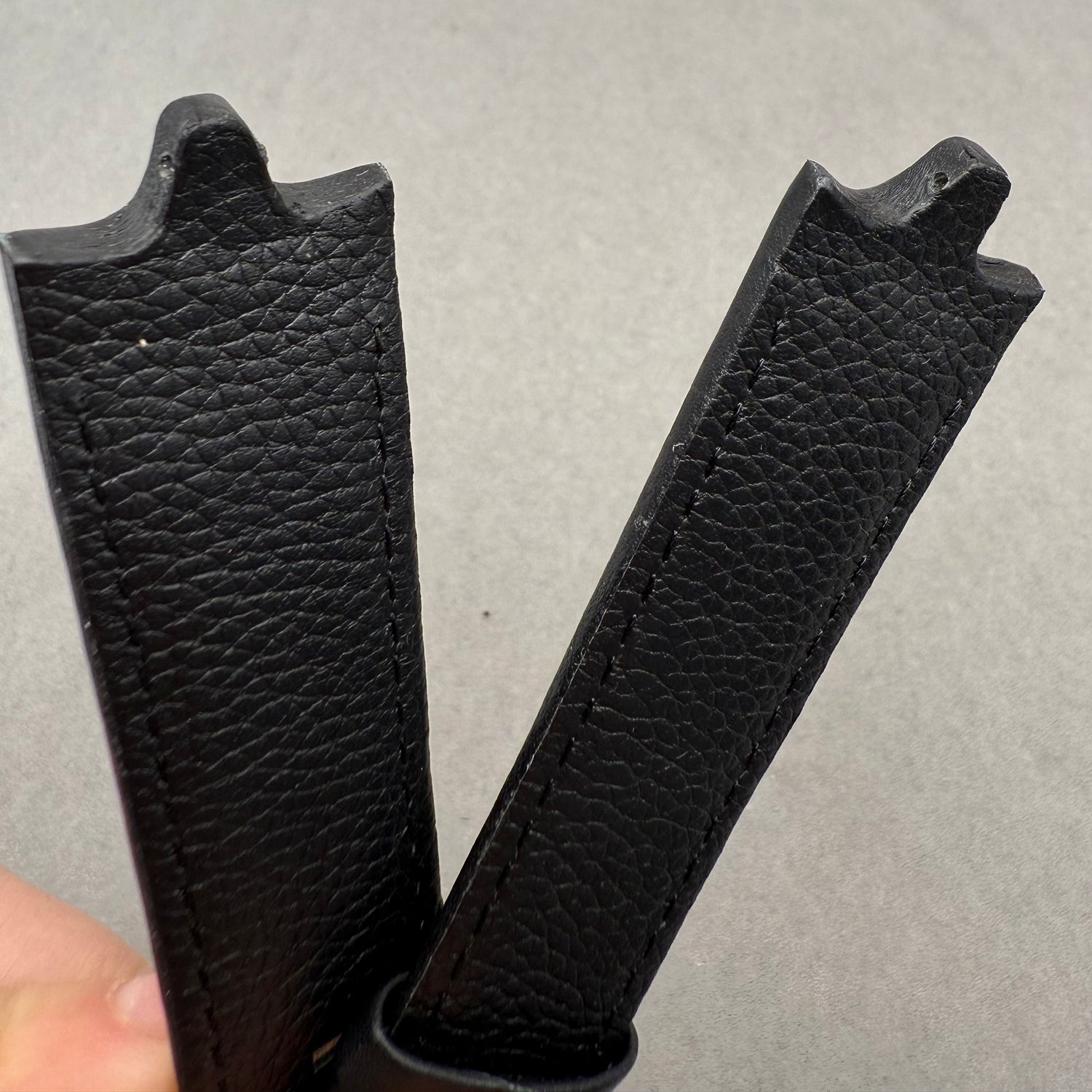Compatible with Ebel Black Smooth Calf Leather Bulge End Strap Handmade Custom Strap