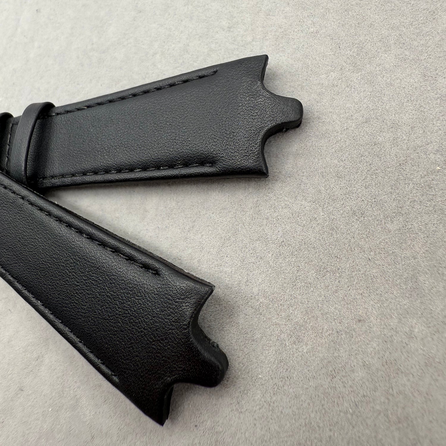 Compatible with Ebel Black Smooth Calf Leather Bulge End Strap Handmade Custom Strap