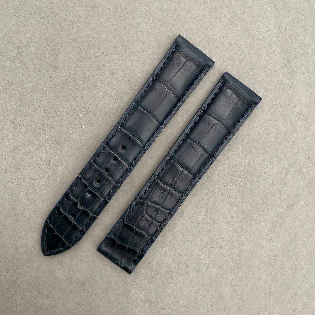 Compatible with Frederique Constant Blue ALLIGATOR Bamboo Pattern Strap Folding Style