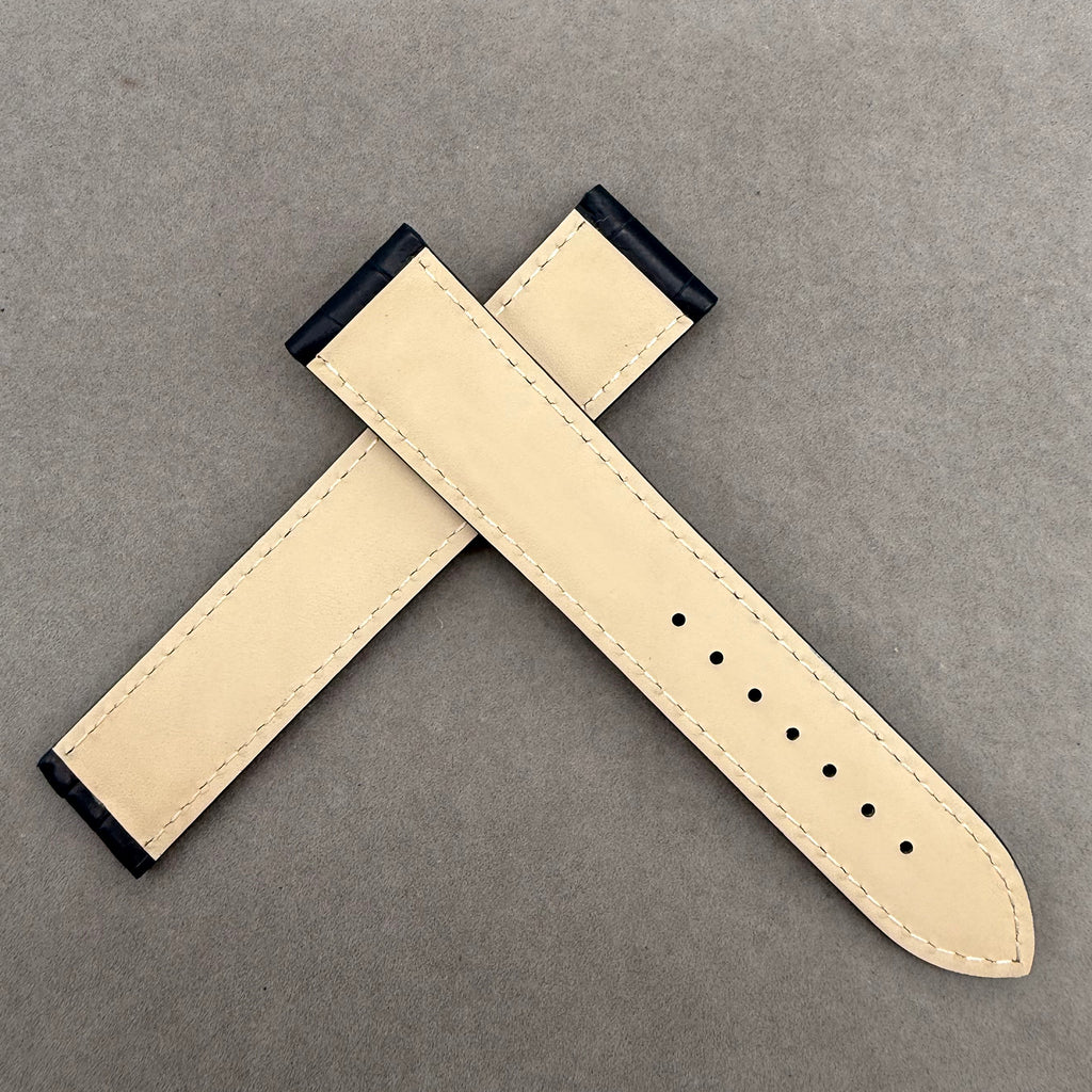 Compatible with Frederique Constant Blue ALLIGATOR Bamboo Pattern Strap Folding Style