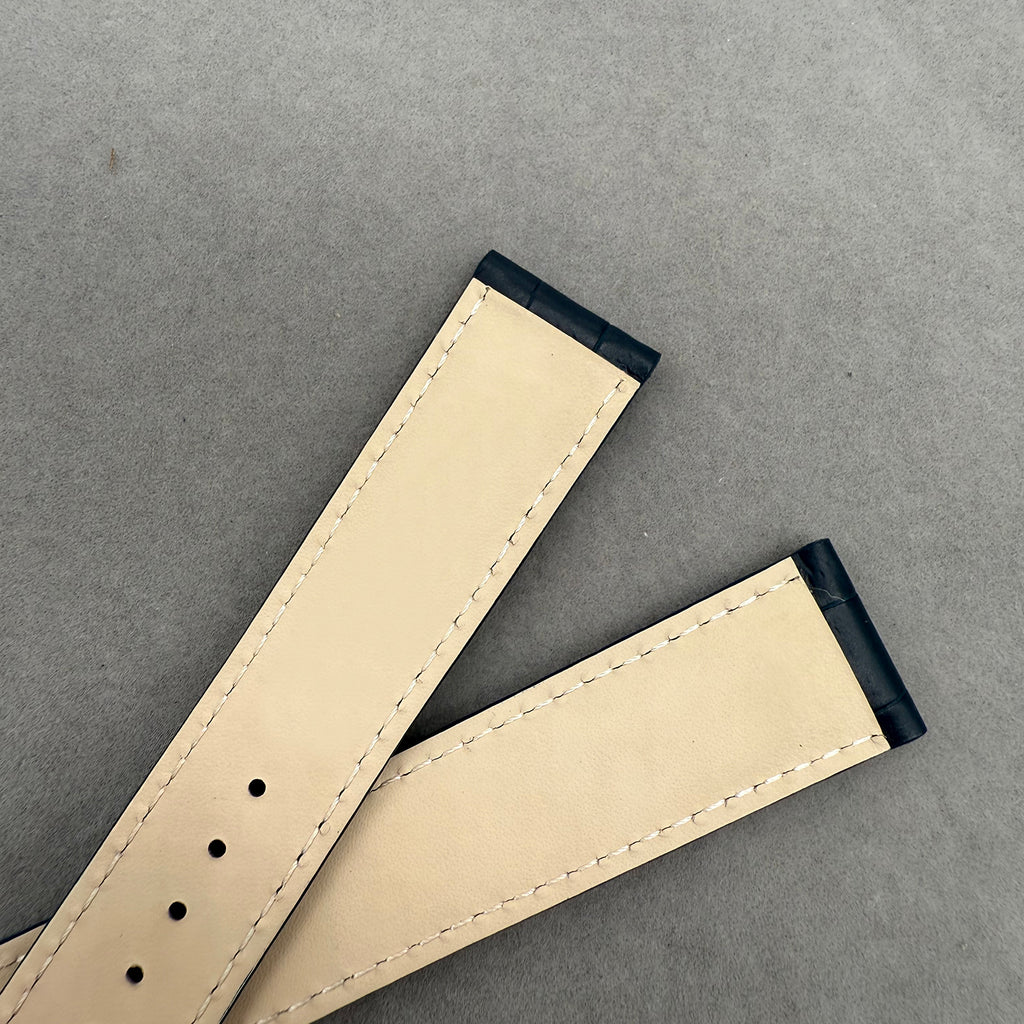 Compatible with Frederique Constant Blue ALLIGATOR Bamboo Pattern Strap Folding Style