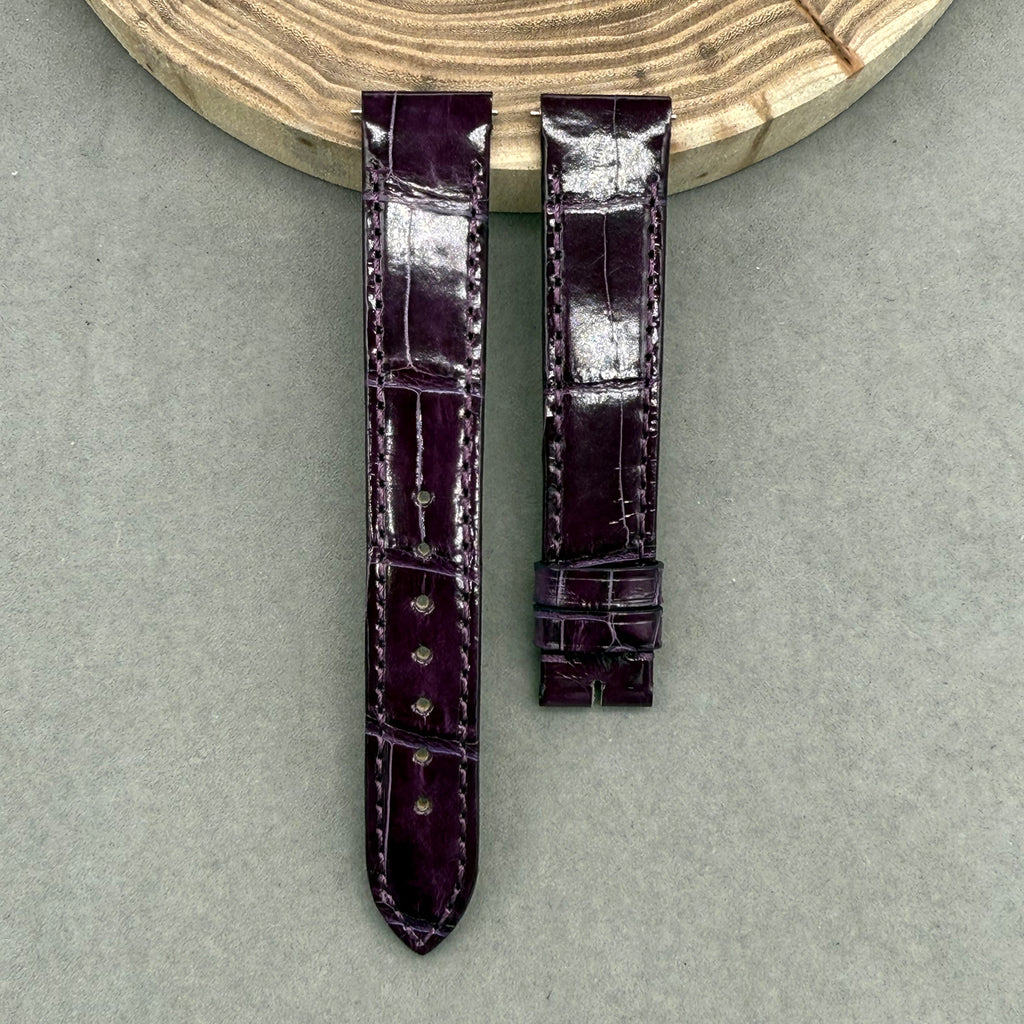 Compatible with Cartier Dumont Polished Purple ALLIGATOR Strap Handmade Custom