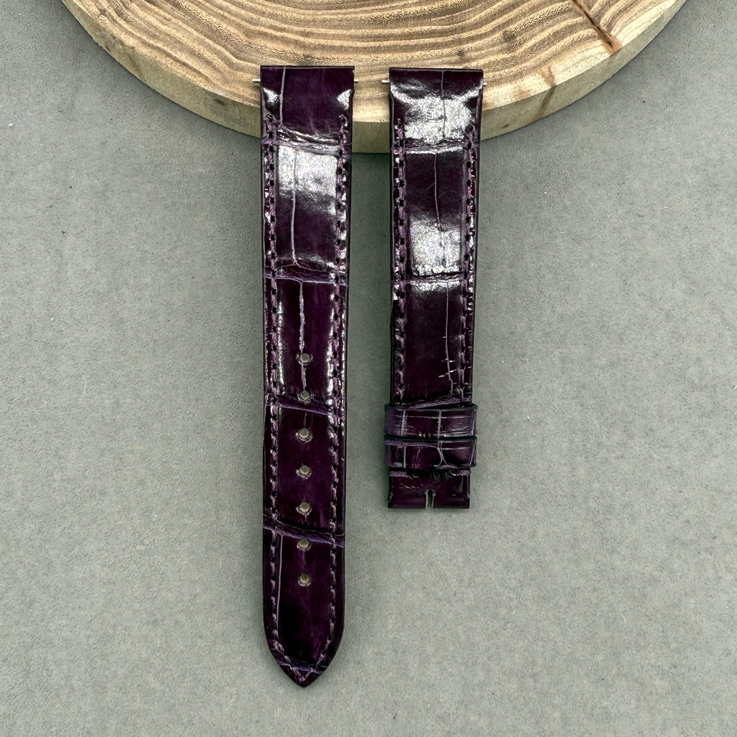 Compatible with Cartier Dumont Polished Purple ALLIGATOR Strap Handmade Custom