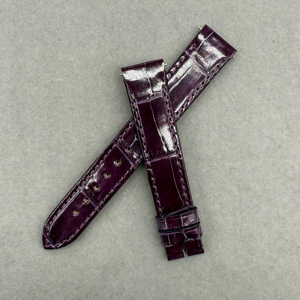 Compatible with Cartier Dumont Polished Purple ALLIGATOR Strap Handmade Custom