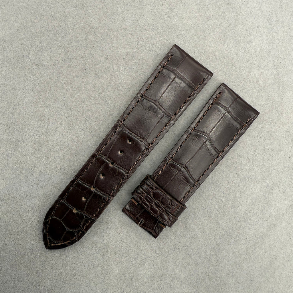 Compatible with Cartier Tank London Dark Brown ALLIGATOR Bamboo Pattern Strap