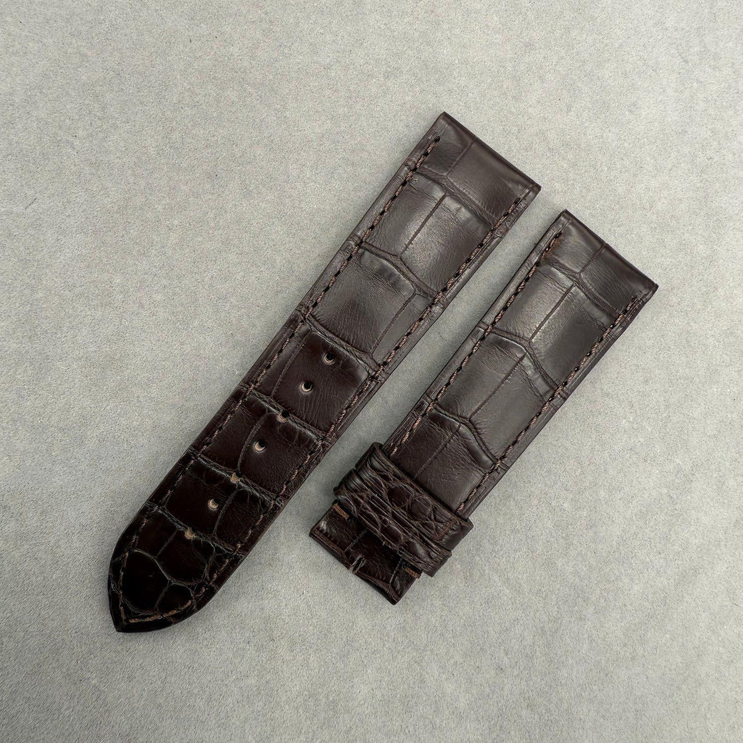 Compatible with Cartier Tank London Dark Brown ALLIGATOR Bamboo Pattern Strap