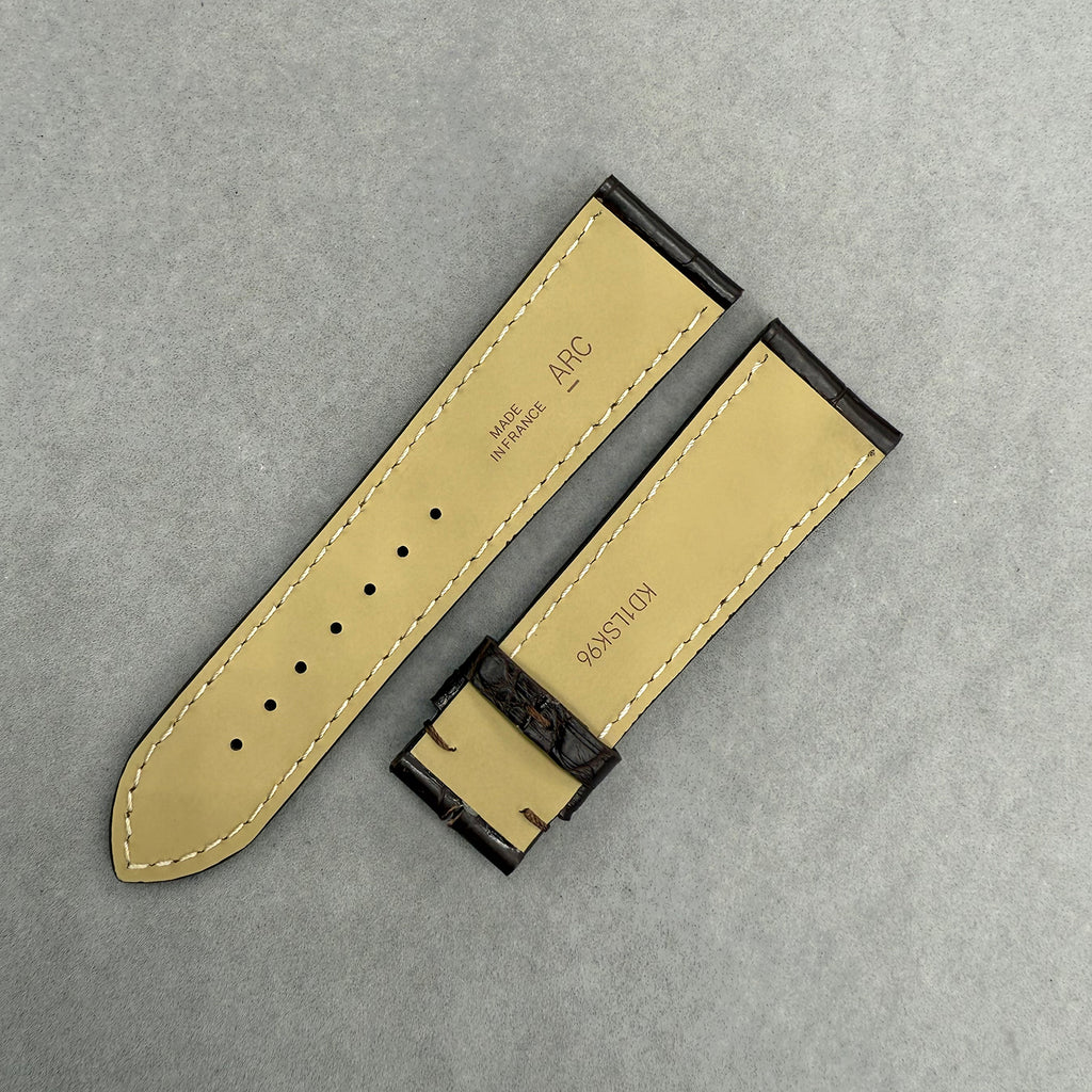 Compatible with Cartier Tank London Dark Brown ALLIGATOR Bamboo Pattern Strap