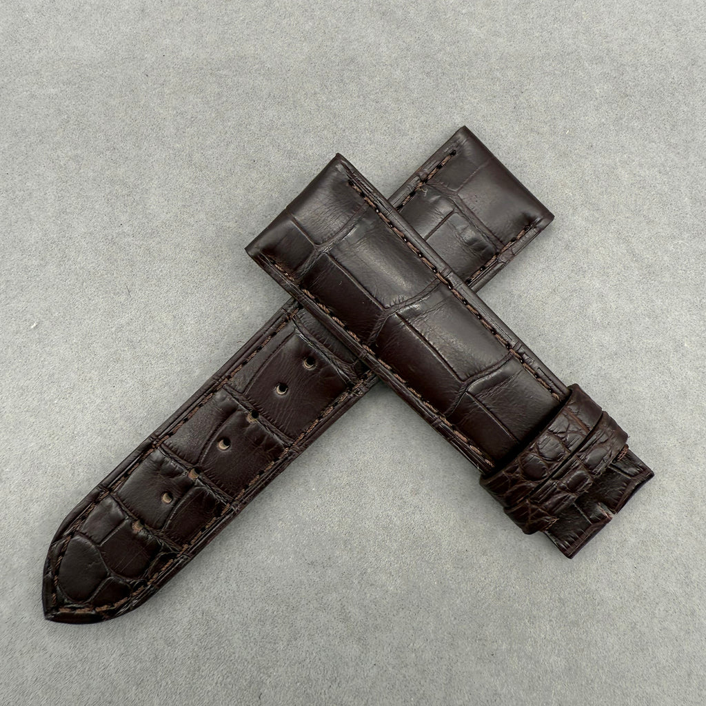 Compatible with Cartier Tank London Dark Brown ALLIGATOR Bamboo Pattern Strap