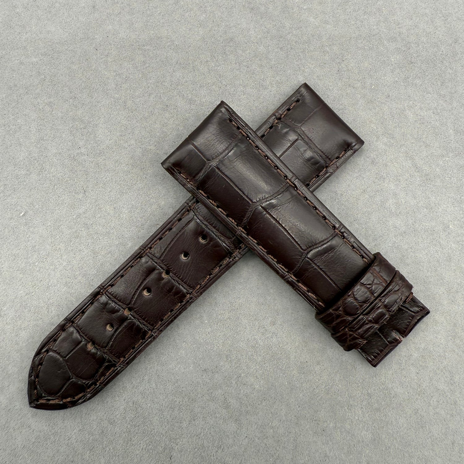 Compatible with Cartier Tank London Dark Brown ALLIGATOR Bamboo Pattern Strap