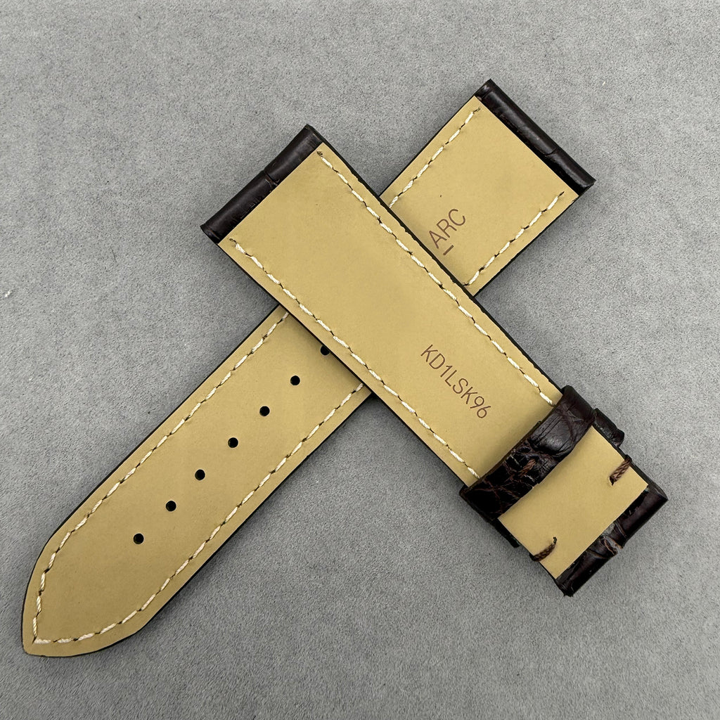 Compatible with Cartier Tank London Dark Brown ALLIGATOR Bamboo Pattern Strap