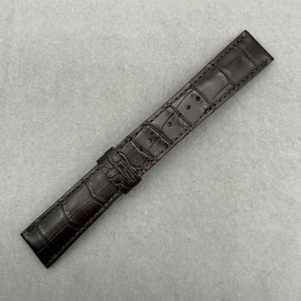 Compatible with Cartier Tank London Dark Brown ALLIGATOR Bamboo Pattern Strap