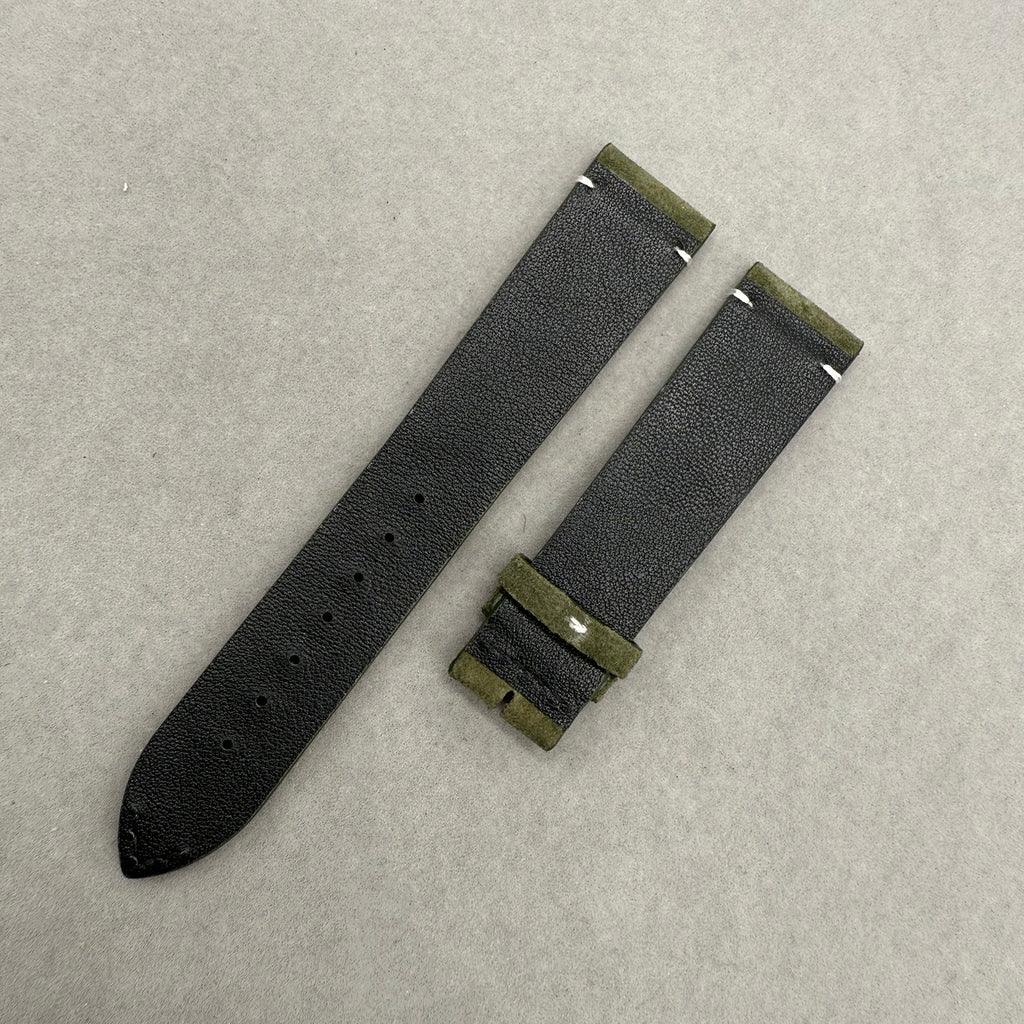 Compatible with Longines Green Vintage Matte Suede Leather Handmade Custom Strap