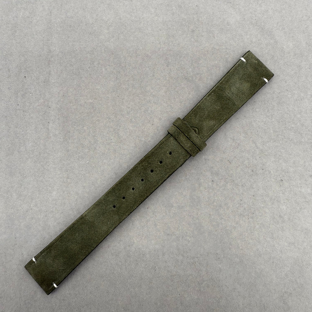 Compatible with Longines Green Vintage Matte Suede Leather Handmade Custom Strap