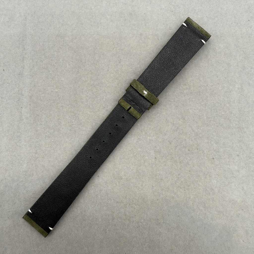 Compatible with Longines Green Vintage Matte Suede Leather Handmade Custom Strap