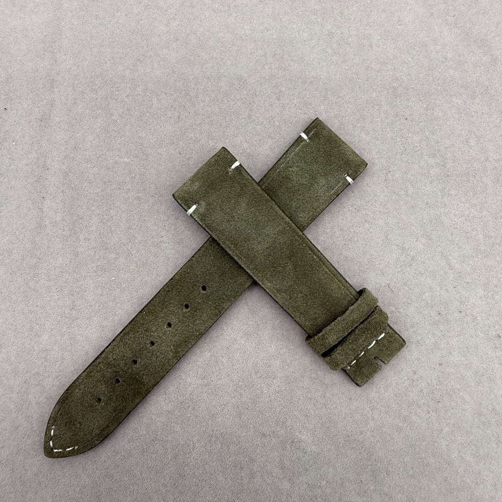 Compatible with Longines Green Vintage Matte Suede Leather Handmade Custom Strap