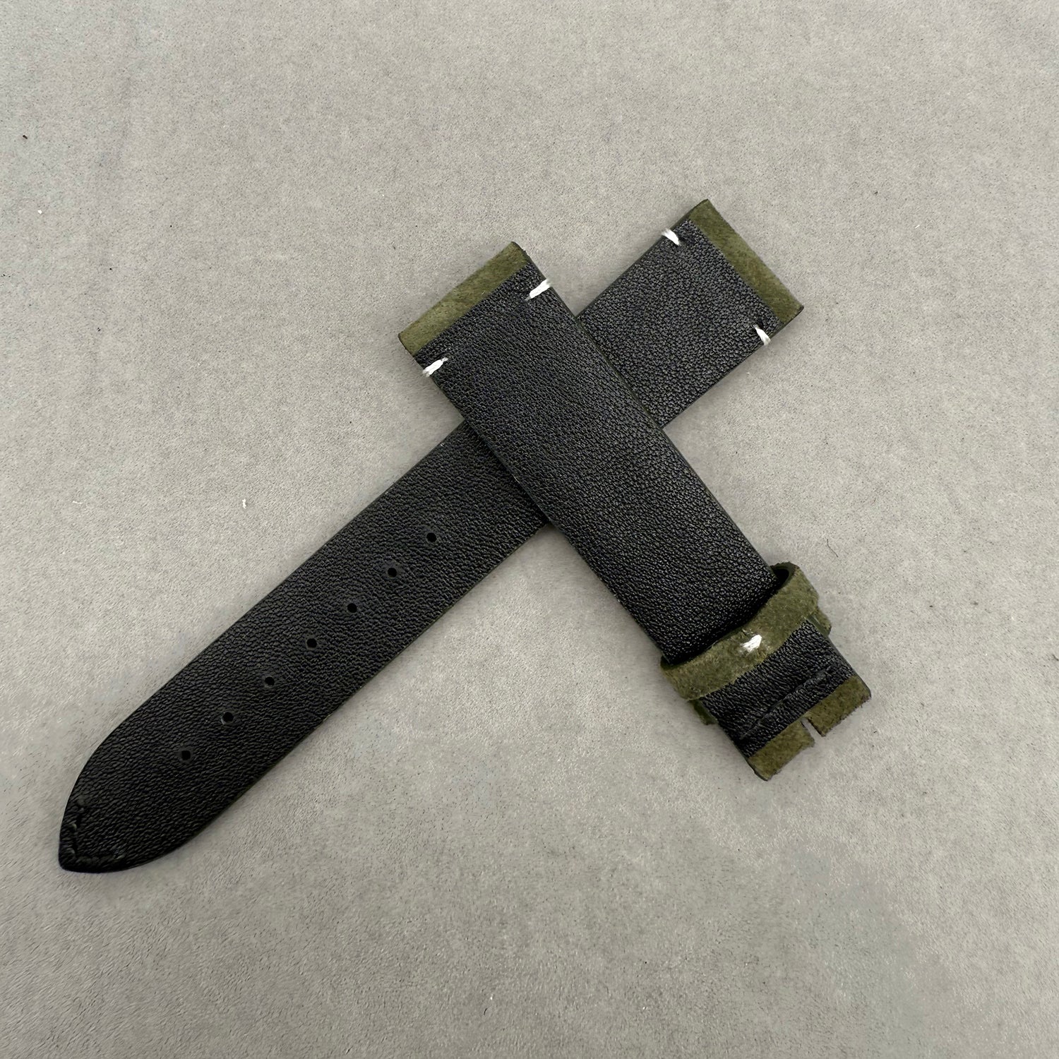 Compatible with Longines Green Vintage Matte Suede Leather Handmade Custom Strap